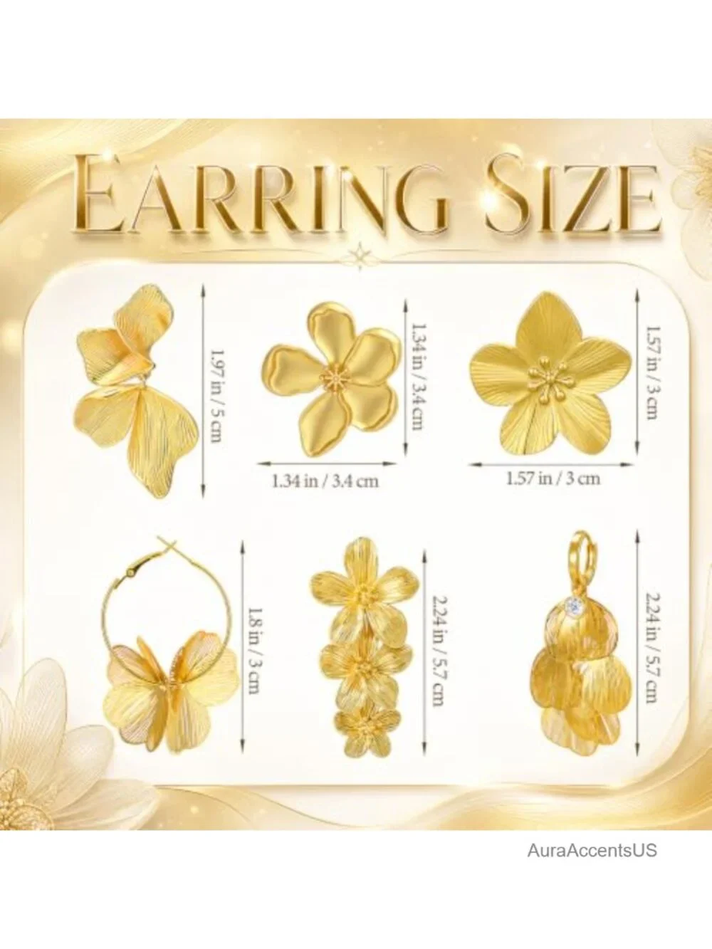 6 Pairs Gold Statement Earrings Set for Women Chunky Geometric Hoop Floral Knot